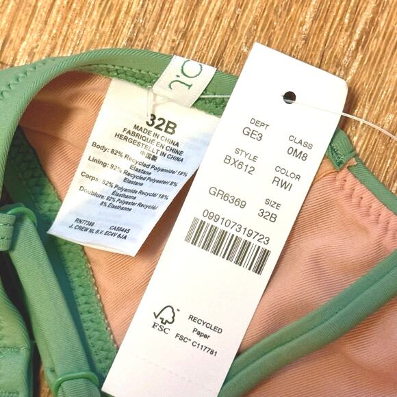 J. Crew Balconette Underwire Bikini Top in Green Size 32B - Picture 6 of 8